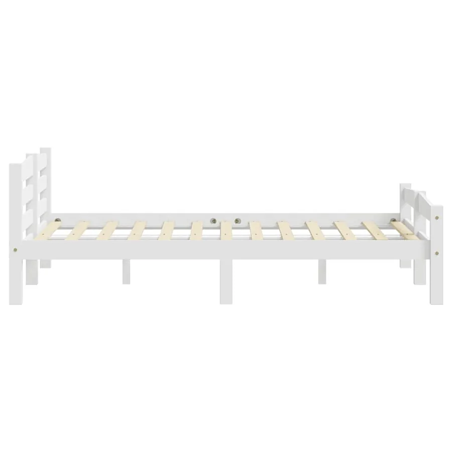 Cadre de lit sans matelas blanc bois massif de pin 200x200 cm - 5