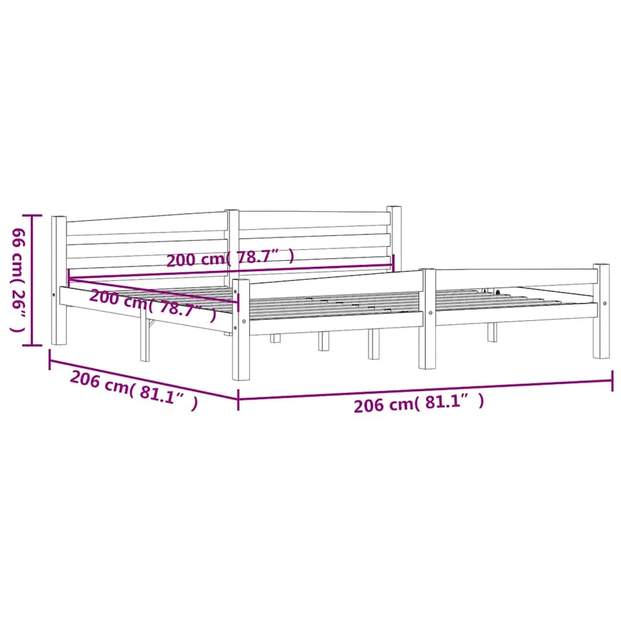 Cadre de lit sans matelas blanc bois massif de pin 200x200 cm - 7