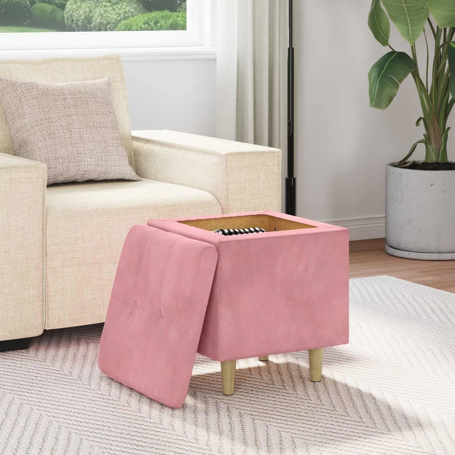 Ottoman avec rangement 40 x 40 x 45 cm Velours - 4