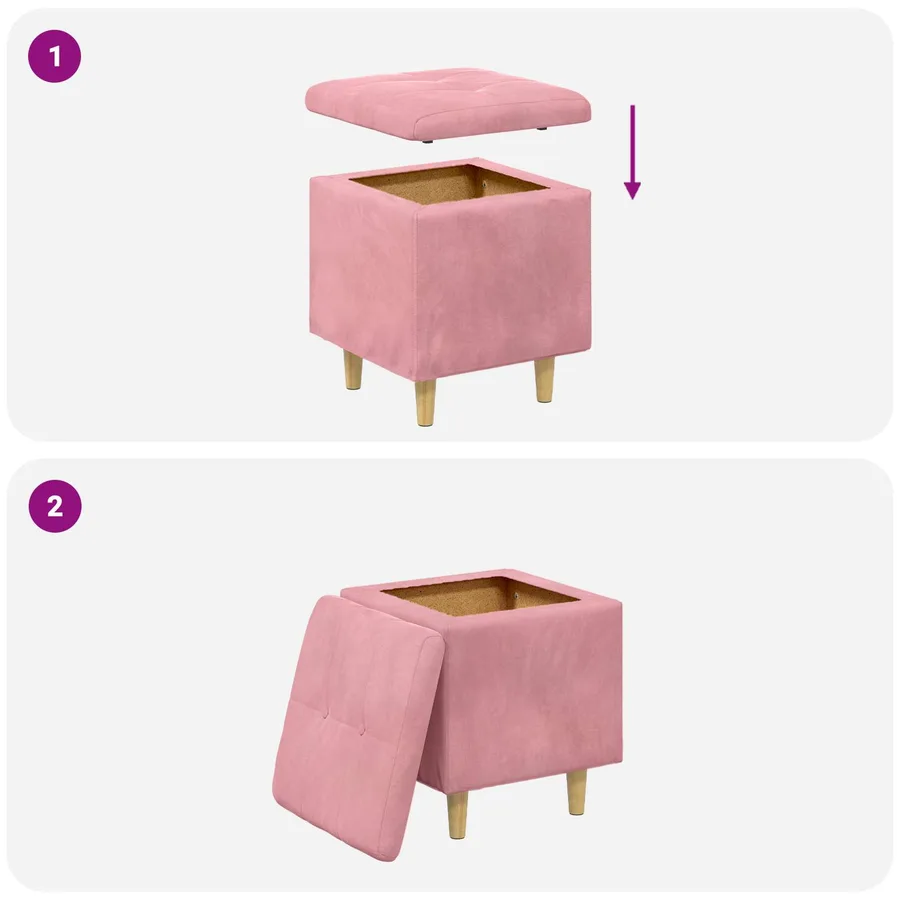 Ottoman avec rangement 40 x 40 x 45 cm Velours - 9