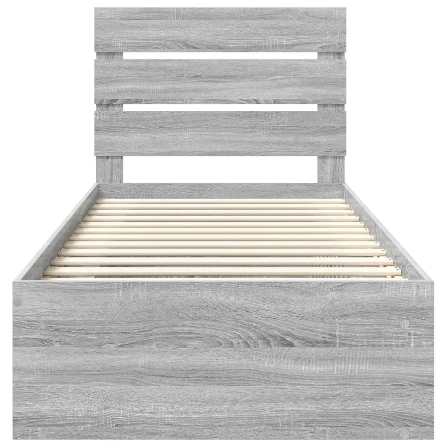 Cadre de lit Gris Sonoma 90 x 190 cm Bois de pin massif - 7