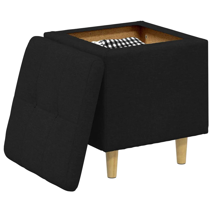 Pouf de rangement avec coussin Noir 40 x 40 x 45 cm tissu - 3