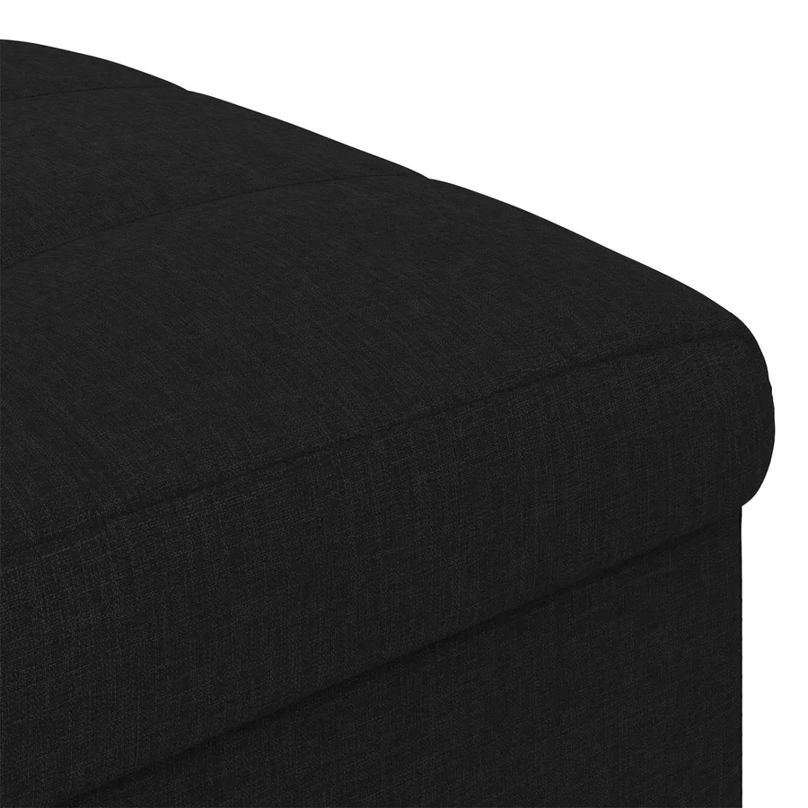 Pouf de rangement avec coussin Noir 40 x 40 x 45 cm tissu - 7