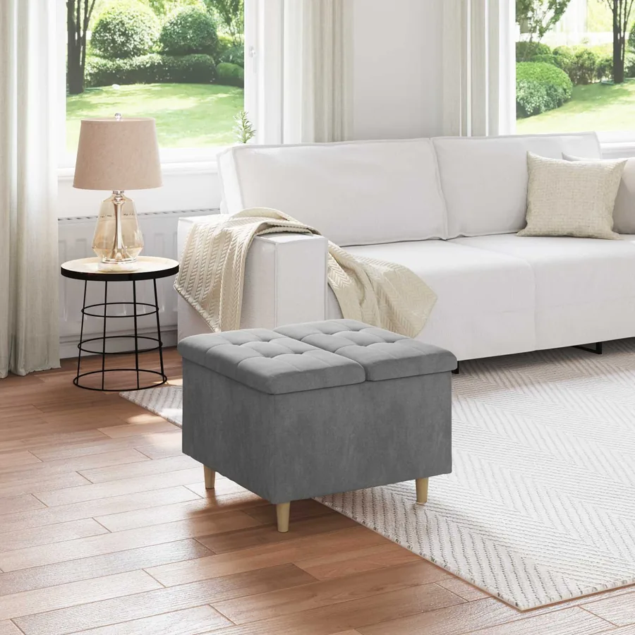 Pouf de rangement Gris foncé 60 x 60 x 45 cm Velours