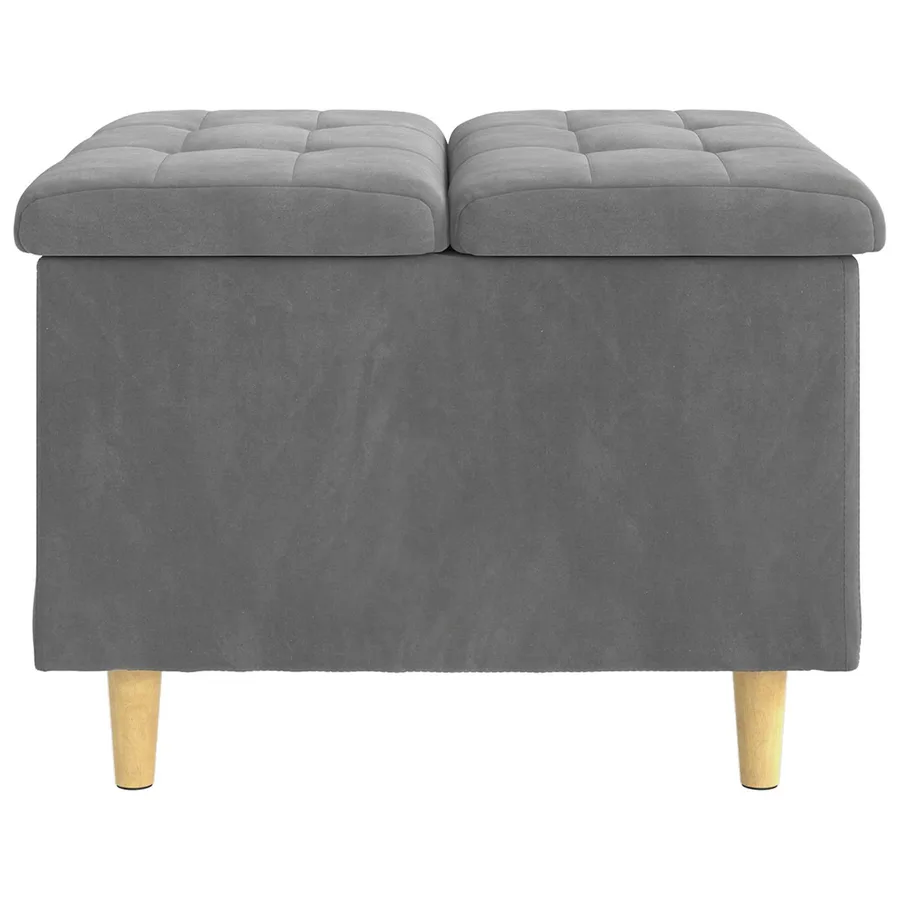 Pouf de rangement Gris foncé 60 x 60 x 45 cm Velours - 5