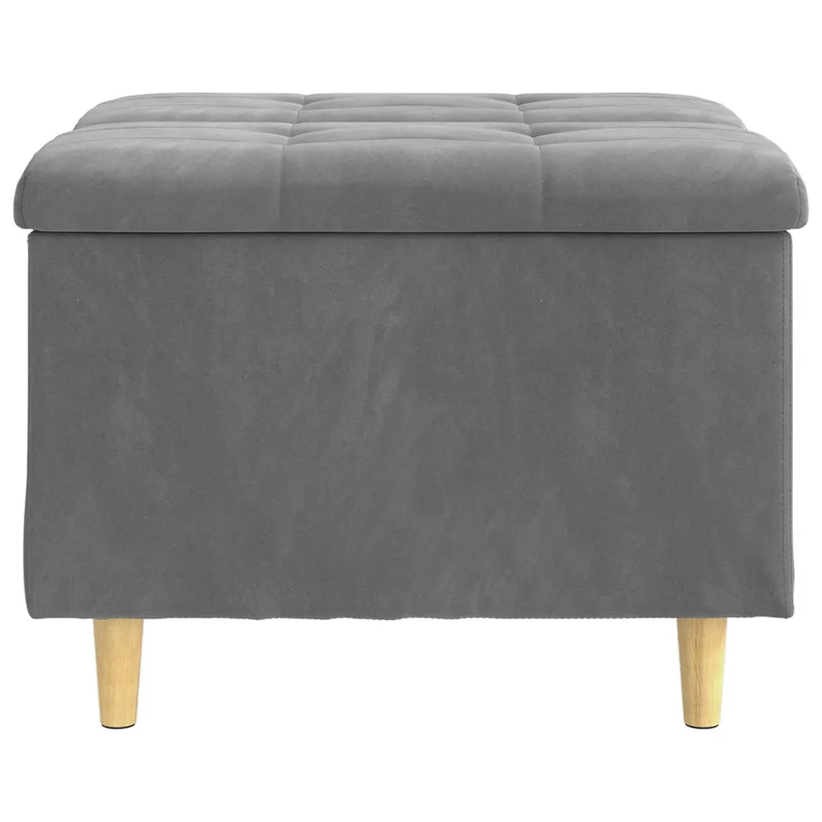Pouf de rangement Gris foncé 60 x 60 x 45 cm Velours - 6