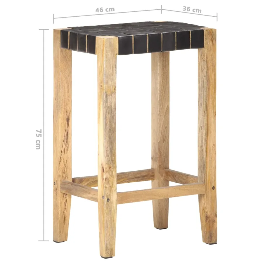 Tabourets de bar lot de 2 noir cuir véritable 75 cm - 6