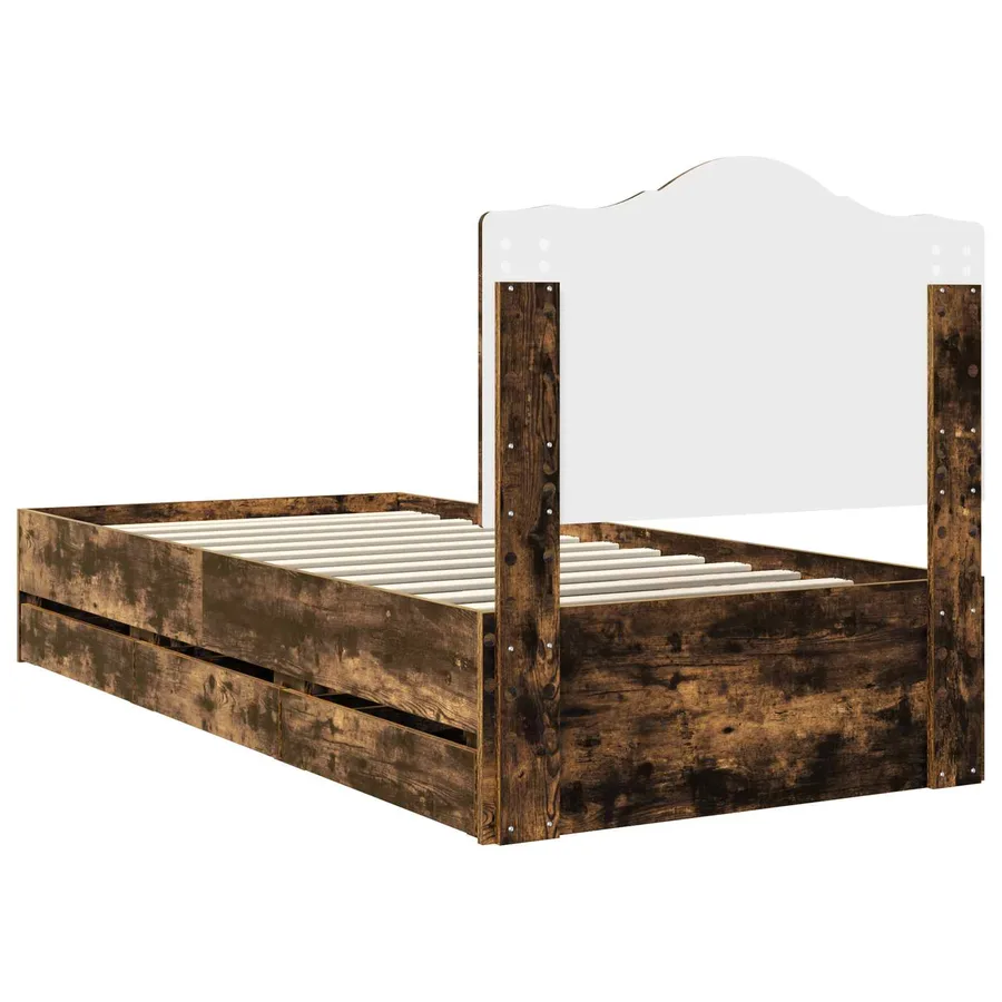 Cadre de lit avec tiroir Chêne Fumé 75 x 190 cm Bois Ingénierie - 8