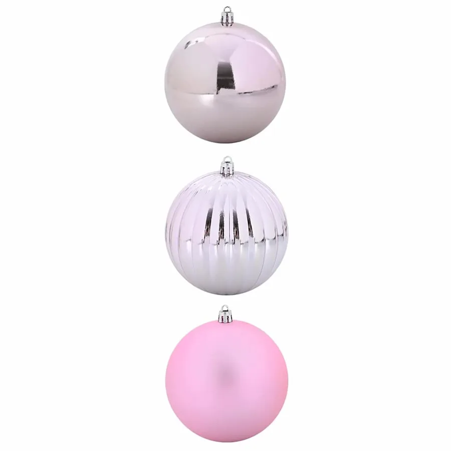Ensemble de Boules de Noël XXL 3 pcs Rose Ø 25 cm Plastique LED - 2