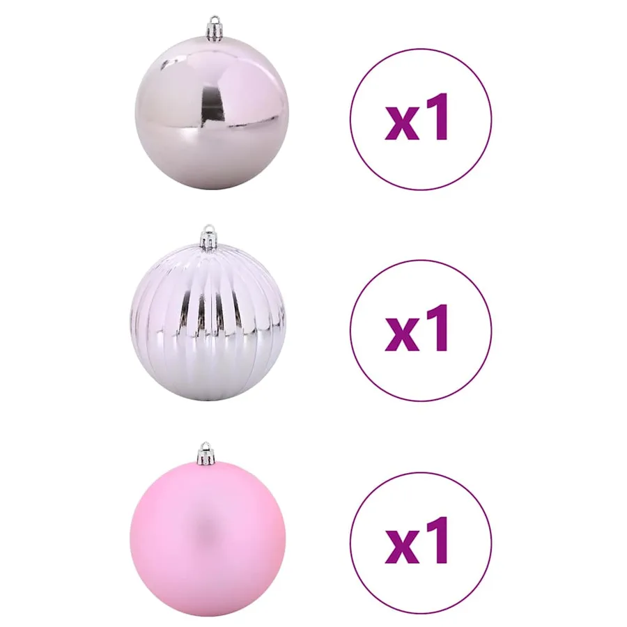 Ensemble de Boules de Noël XXL 3 pcs Rose Ø 25 cm Plastique LED - 3