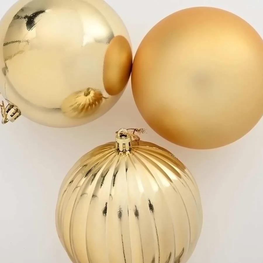 Ensemble de Boules de Noël XXL 3 pcs Doré Ø 25 cm Plastique LED - 4