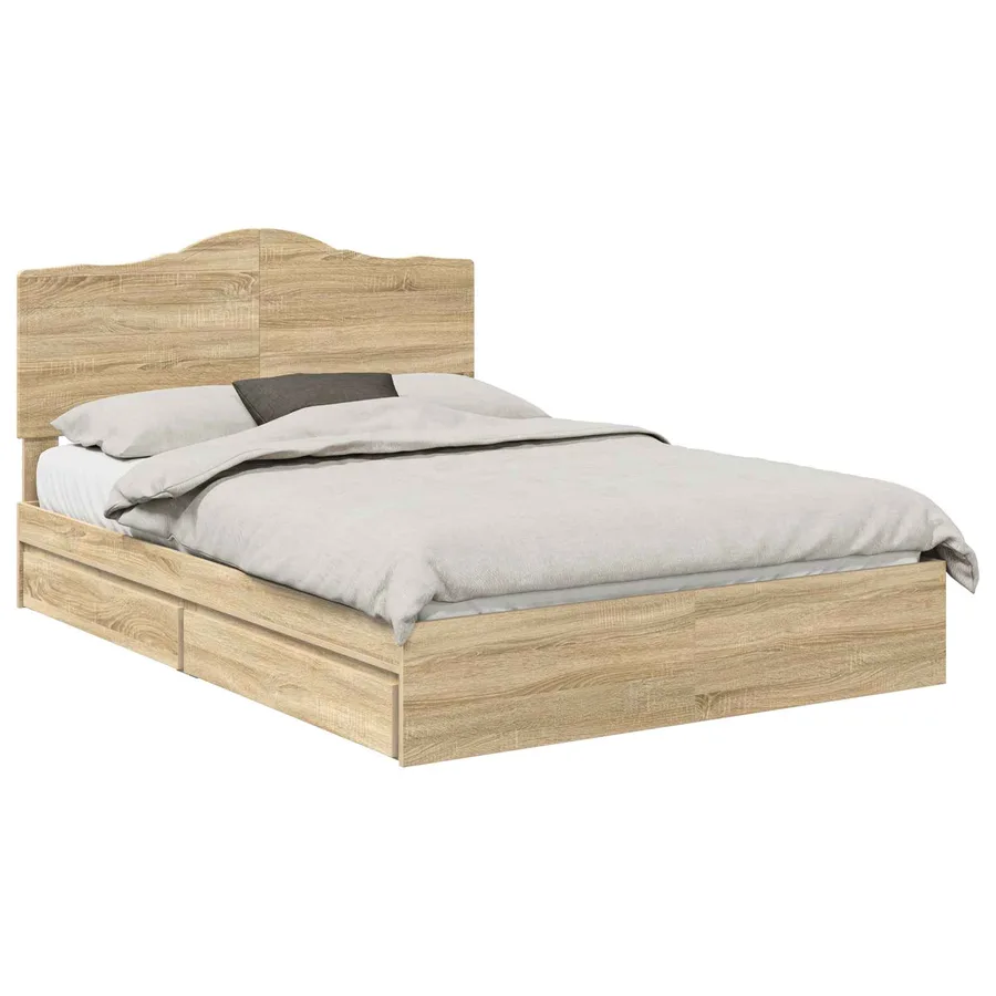 Lit de Rangement Chêne Sonoma 150 x 200 cm Bois d'ingénierie - 2