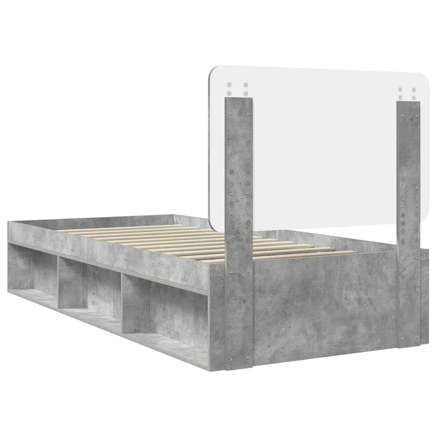 Cadre de lit Béton 90 x 200 cm Bois de pin massif - 9