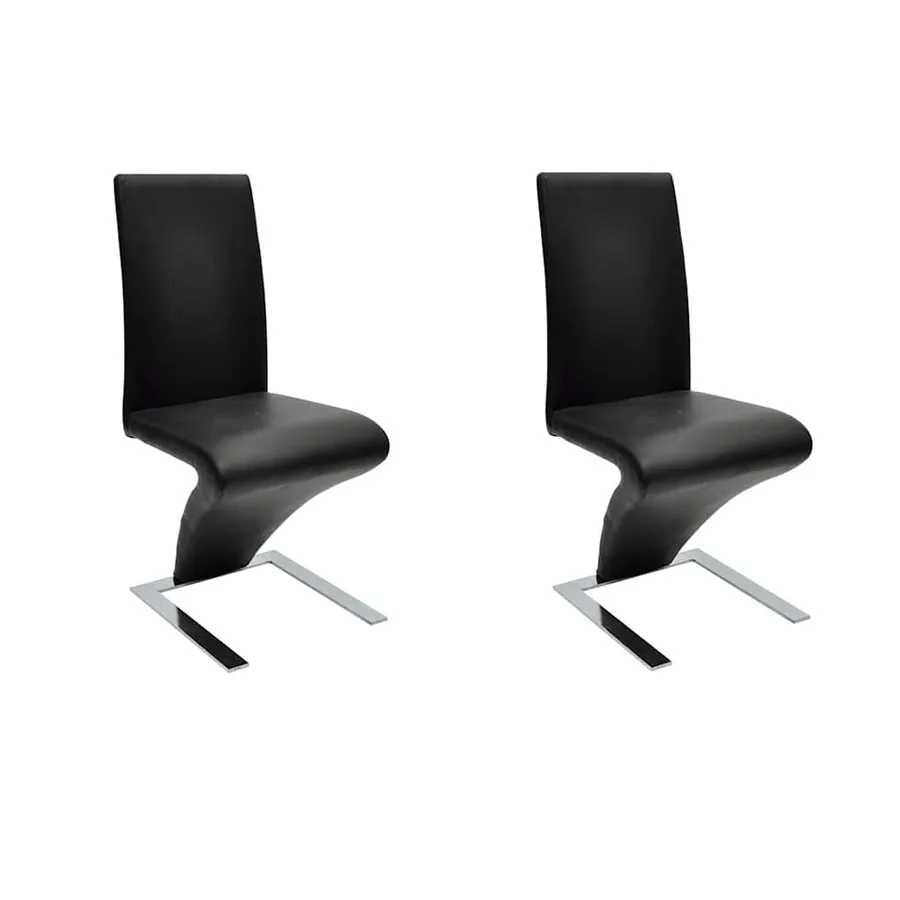 Chaises à manger lot de 2 noir similicuir - 2