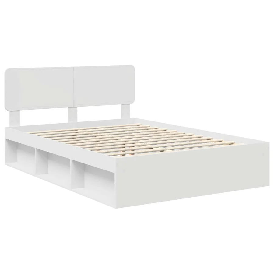 Cadre de lit avec tête de lit Blanc 140 x 190 cm Pin massif - 4
