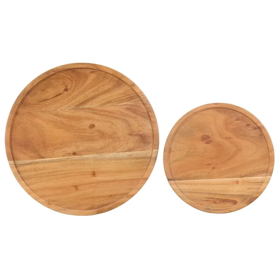 Ensemble de table basse 2 pcs bois d'acacia massif et acier - 6