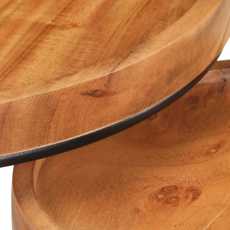 Ensemble de table basse 2 pcs bois d'acacia massif et acier - 7