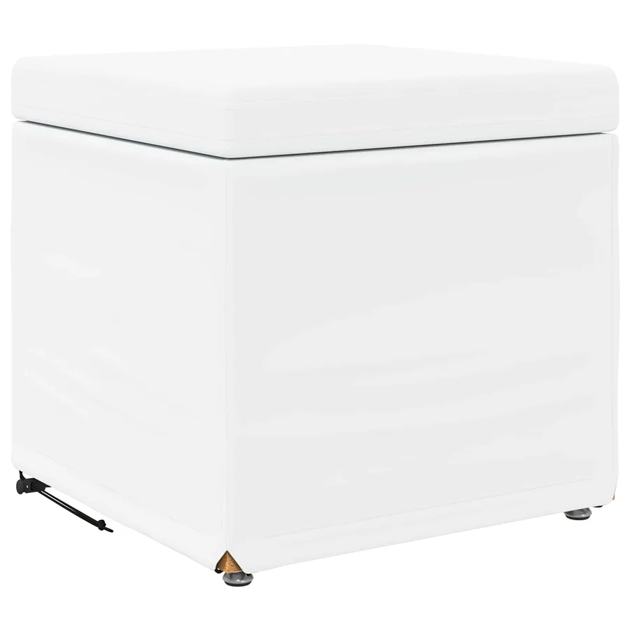 Tabouret Blanc Cuir Synthétique et Bois Composite - 2