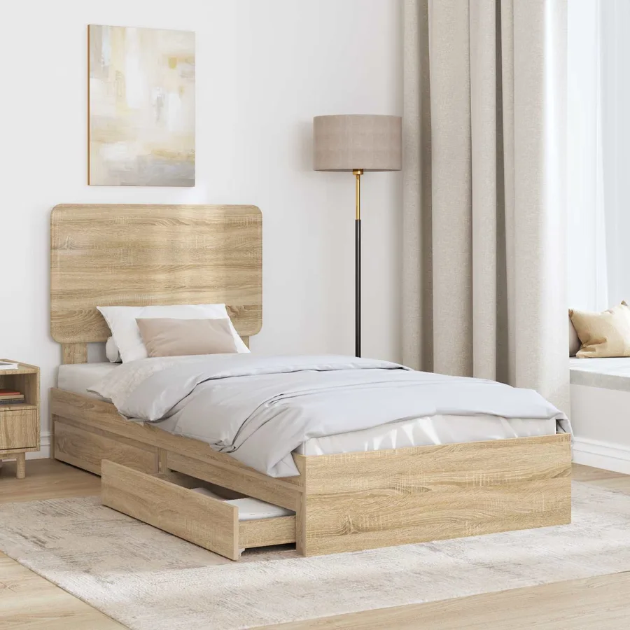 Lit de Rangement Chêne Sonoma 90 x 200 cm Bois d'ingénierie - 3