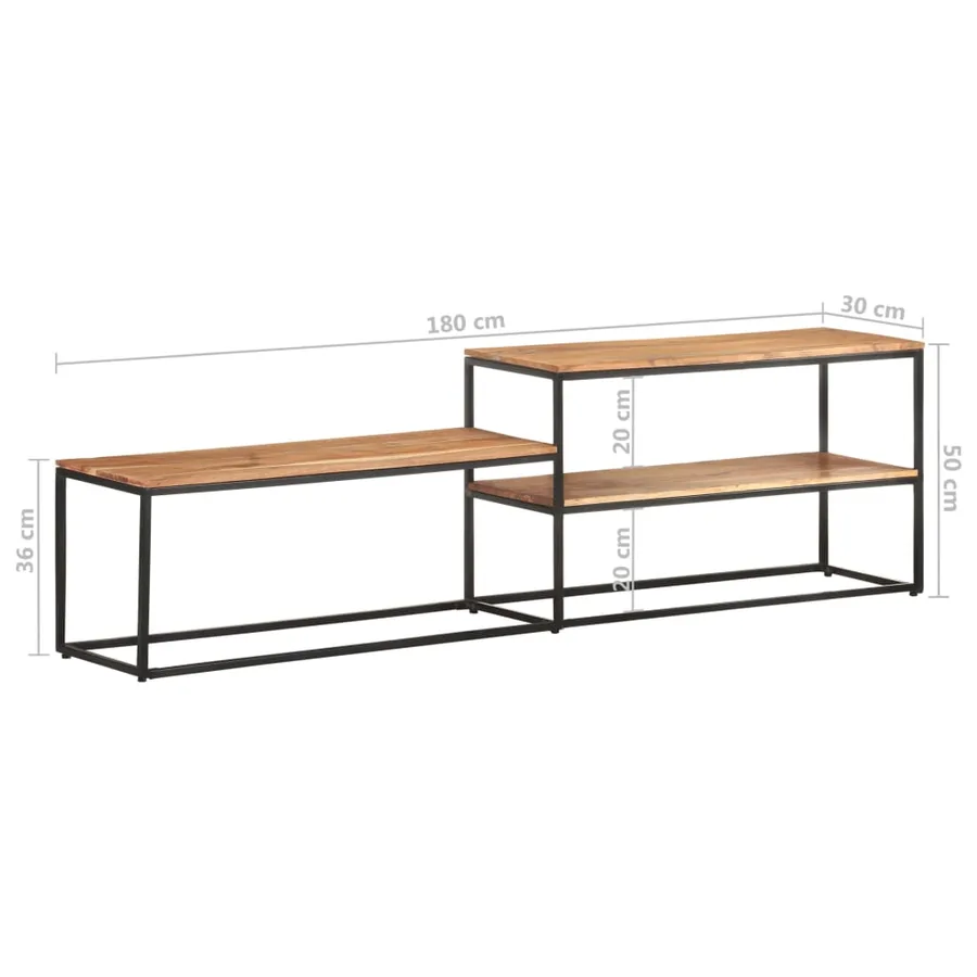 Meuble TV 180x30x50 cm Bois d'acacia massif - 9