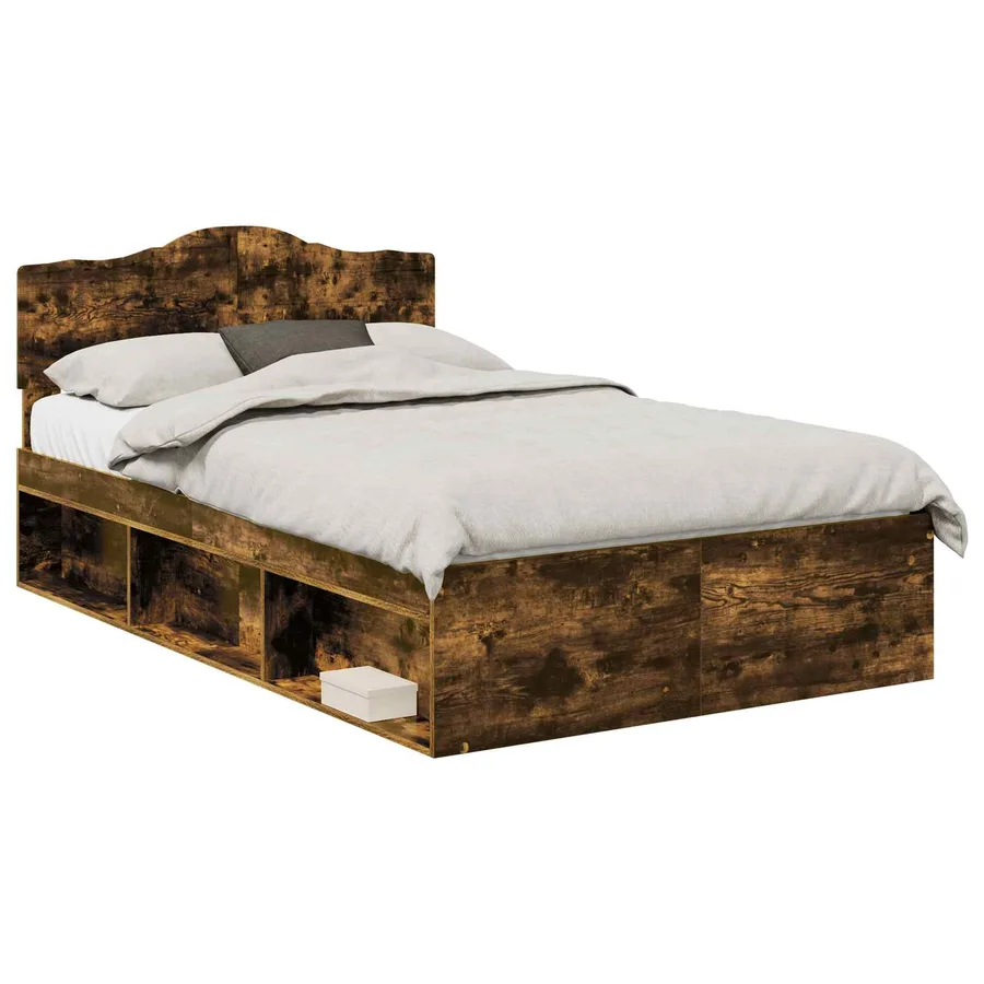 Cadre de lit Chêne fumé 120 x 190 cm Bois de pin massif - 2