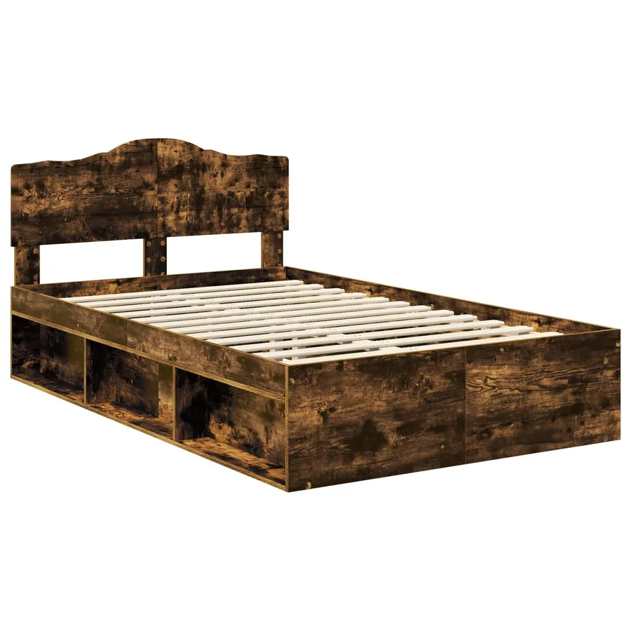 Cadre de lit Chêne fumé 120 x 190 cm Bois de pin massif - 4