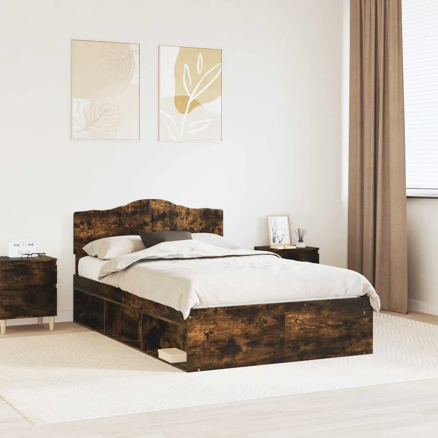 Cadre de lit Chêne fumé 120 x 200 cm Bois de pin massif
