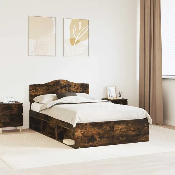 Cadre de lit Chêne fumé 120 x 200 cm Bois de pin massif