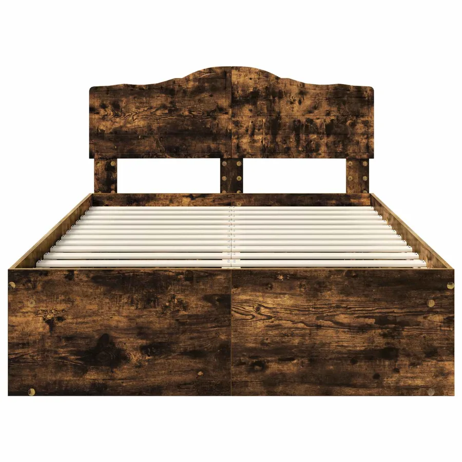 Cadre de lit Chêne fumé 120 x 200 cm Bois de pin massif - 7