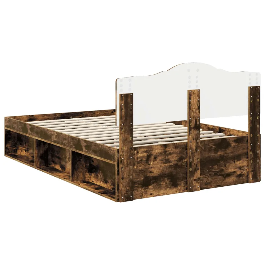 Cadre de lit Chêne fumé 120 x 200 cm Bois de pin massif - 9