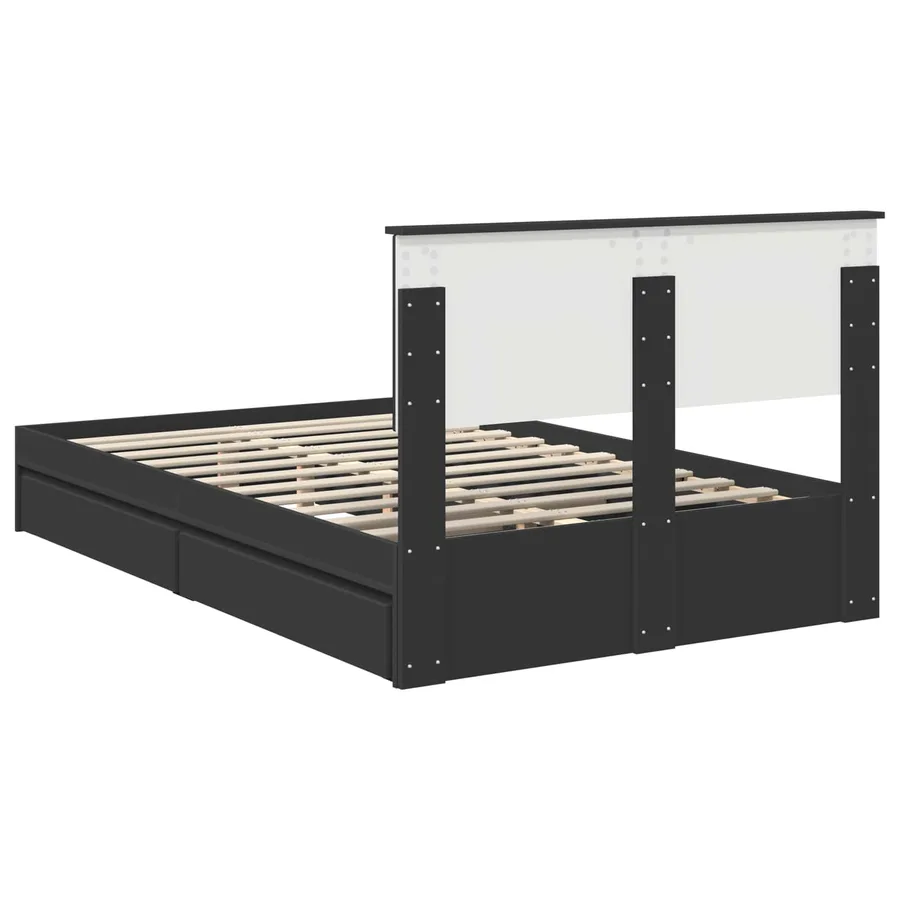 Lit de Rangement Noir 120 x 190 cm Bois d'ingénierie - 10