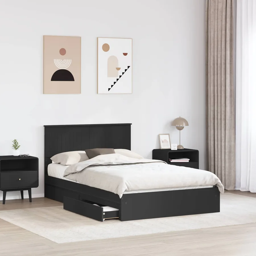 Lit de Rangement Noir 120 x 190 cm Bois d'ingénierie - 3
