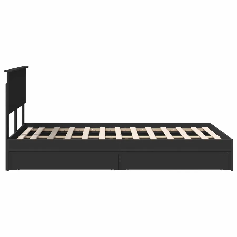 Lit de Rangement Noir 120 x 190 cm Bois d'ingénierie - 9