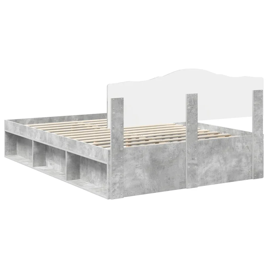 Cadre de lit Béton 140 x 200 cm Bois de pin massif - 9