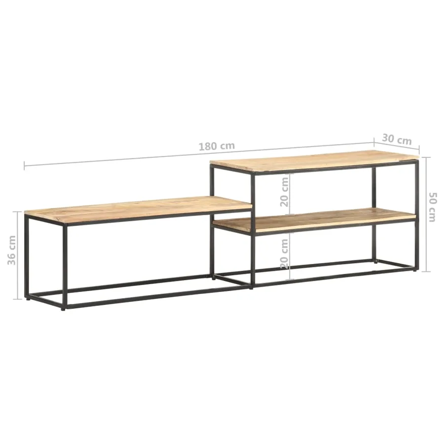 Meuble TV 180x30x50 cm Bois de manguier brut - 9