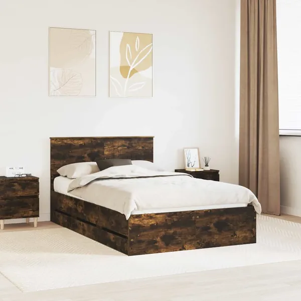 Cadre de lit Chêne fumé 120 x 190 cm Bois Ingénierie