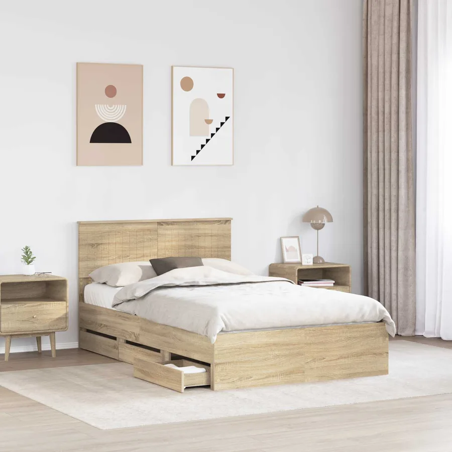 Cadre de lit Chêne Sonoma 120 x 190 cm Bois Ingénierie - 3