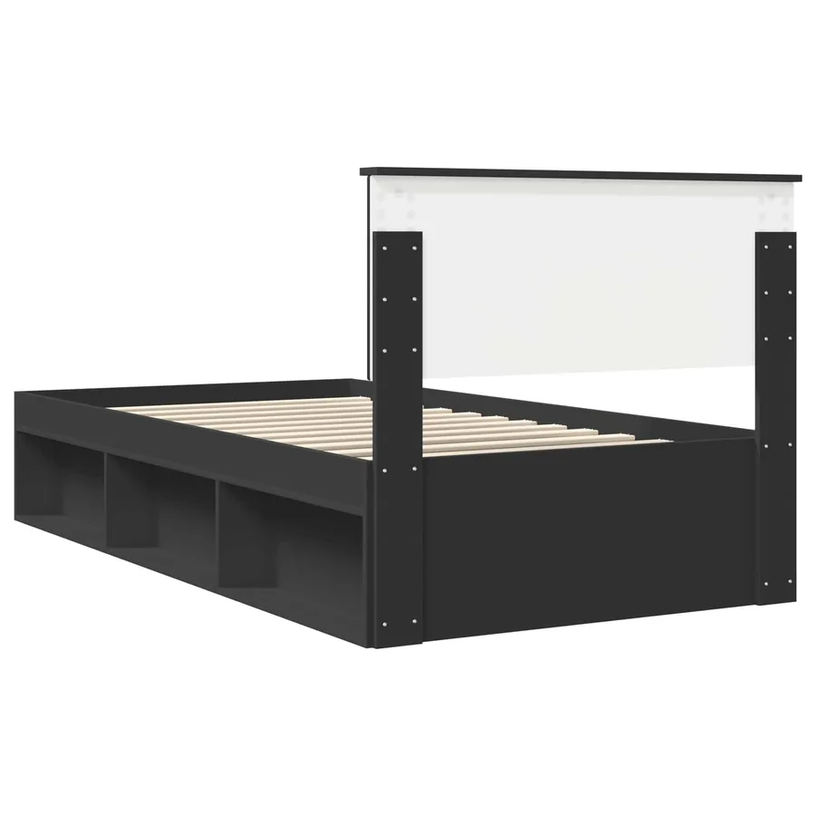 Cadre de lit avec tête de lit Noir 100 x 200 cm Pin massif - 9