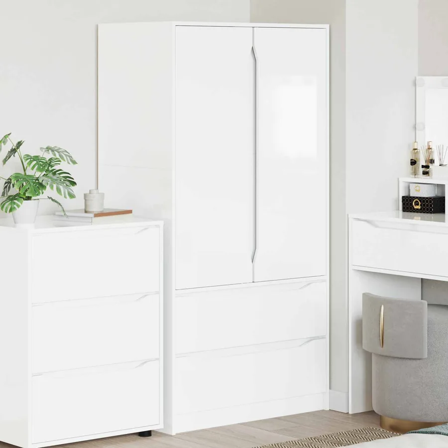 Armoire Blanc Brillant 79,5 x 49 x 156 cm Bois d’ingénierie