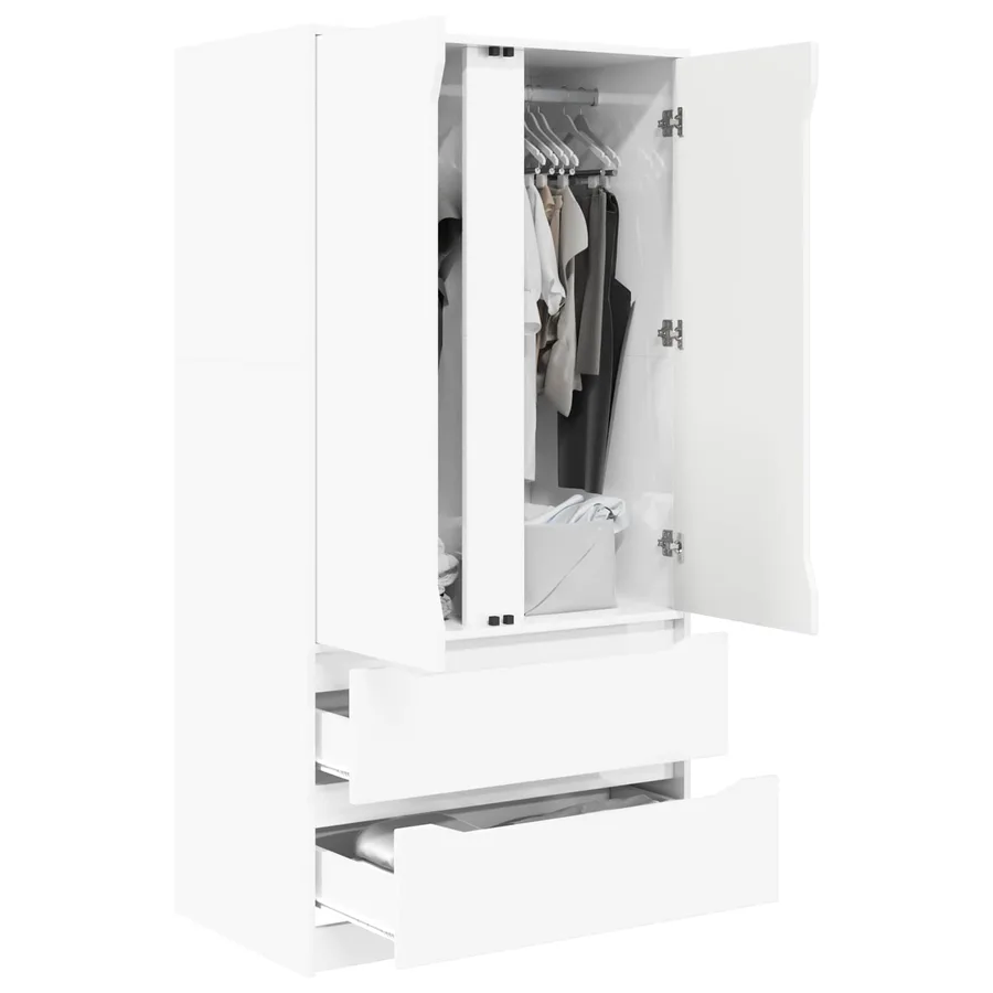 Armoire Blanc Brillant 79,5 x 49 x 156 cm Bois d’ingénierie - 3