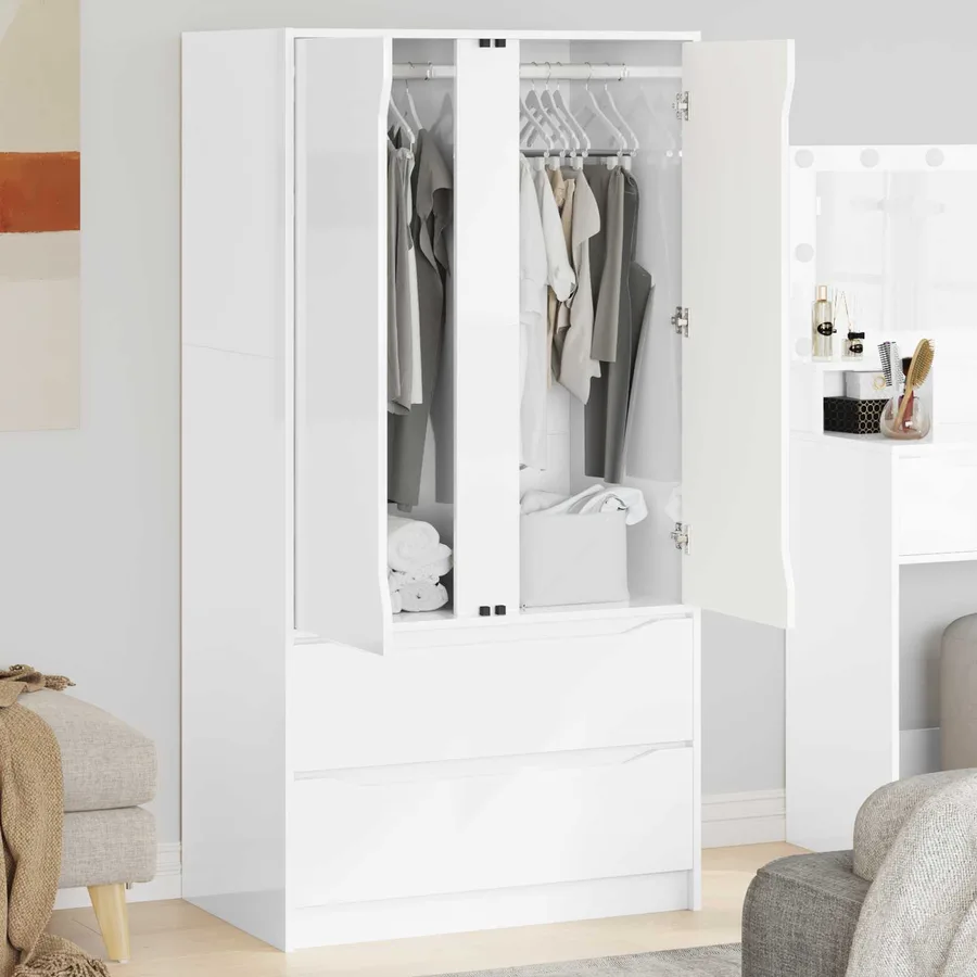 Armoire Blanc Brillant 79,5 x 49 x 156 cm Bois d’ingénierie - 4