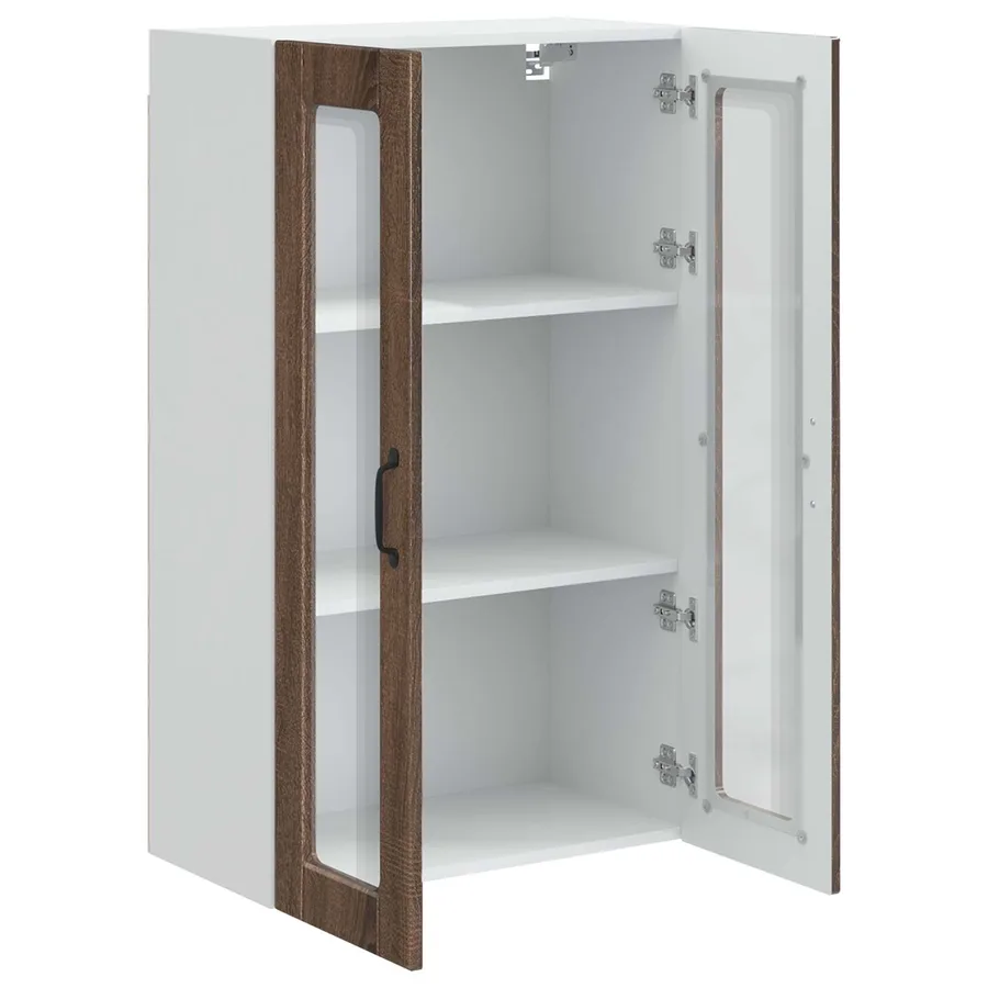 Cabinet en verre mural PORTO Chêne brun 60 x 31 x 100 cm - 5