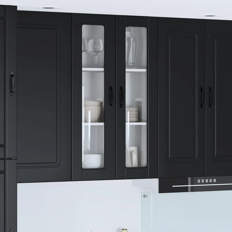 Cabinet en verre mural PORTO Noir 60 x 31 x 100 cm