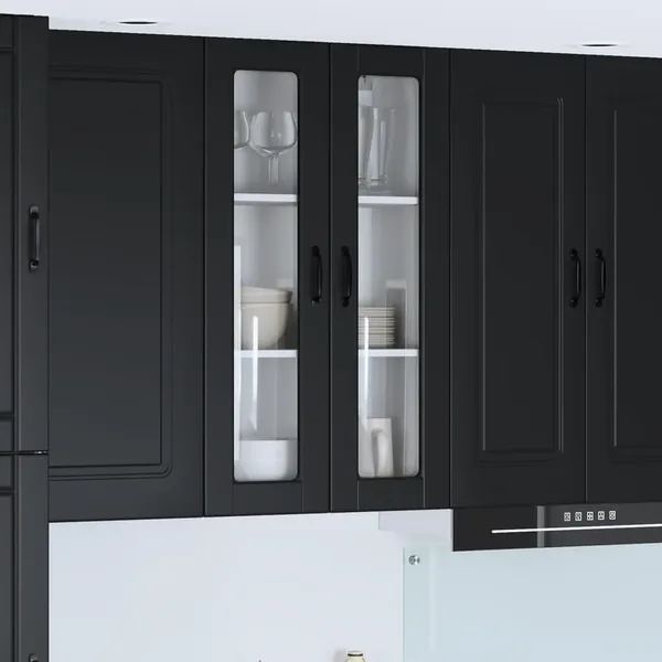 Cabinet en verre mural PORTO Noir 60 x 31 x 100 cm