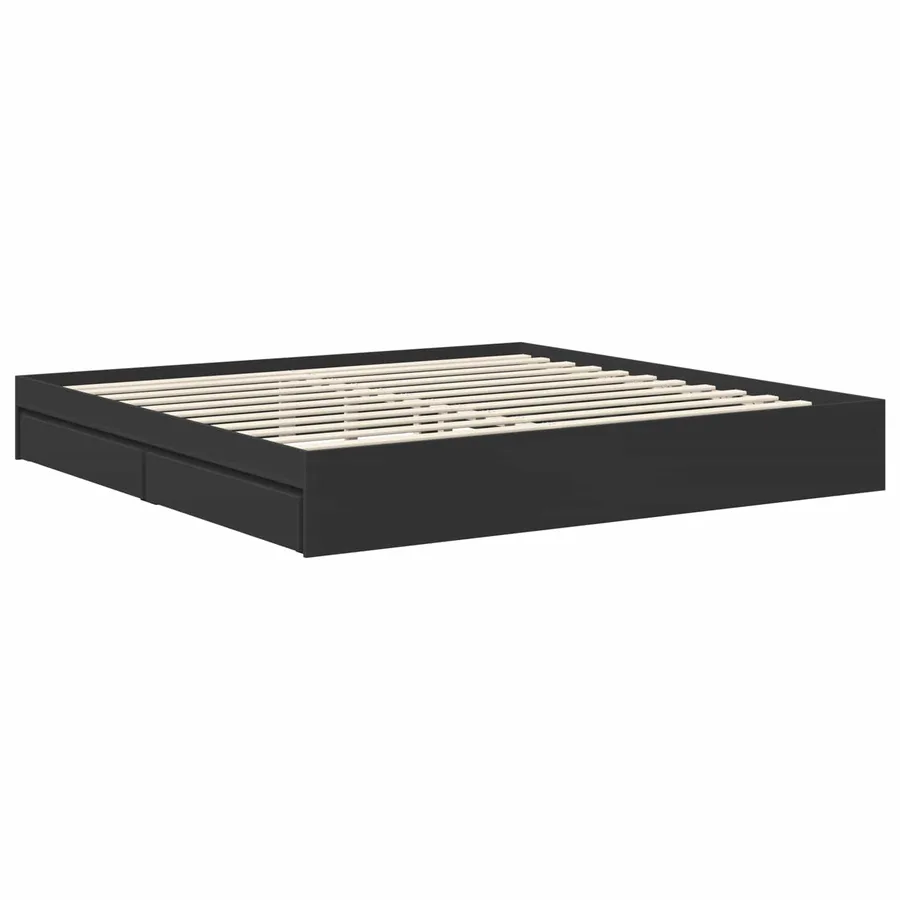 Lit de Rangement Noir 200 x 200 cm Bois d'ingénierie - 6
