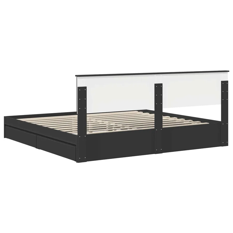 Lit de Rangement Noir 200 x 200 cm Bois d'ingénierie - 8