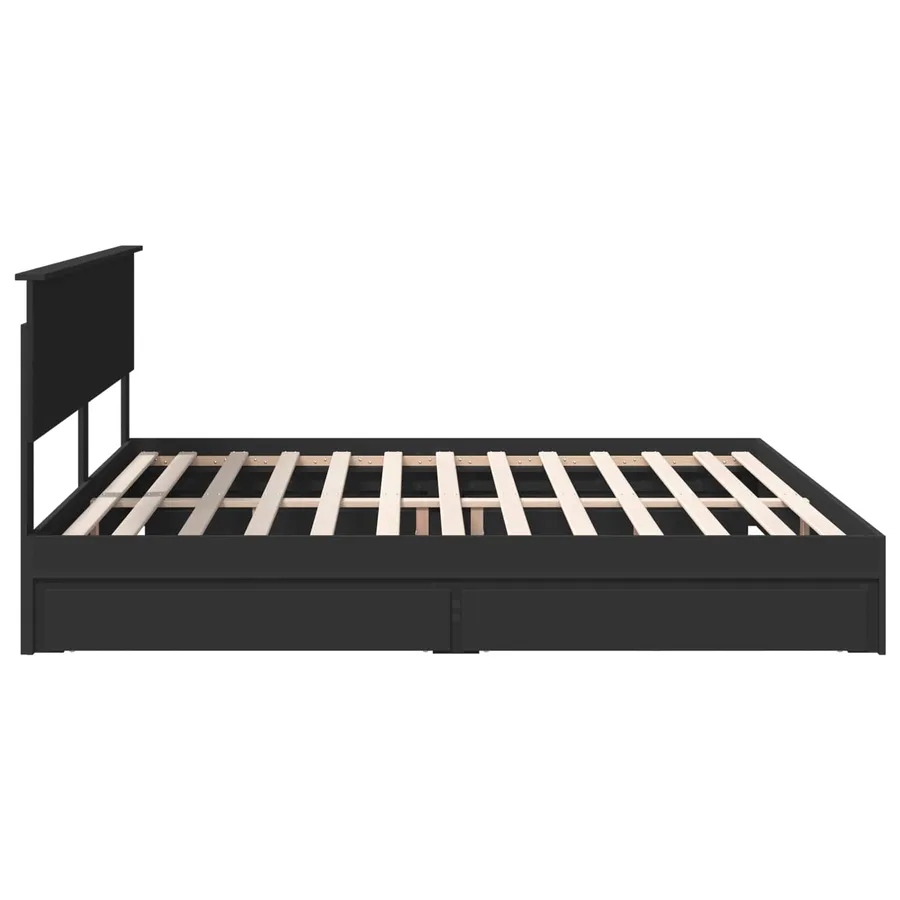Lit de Rangement Noir 200 x 200 cm Bois d'ingénierie - 9