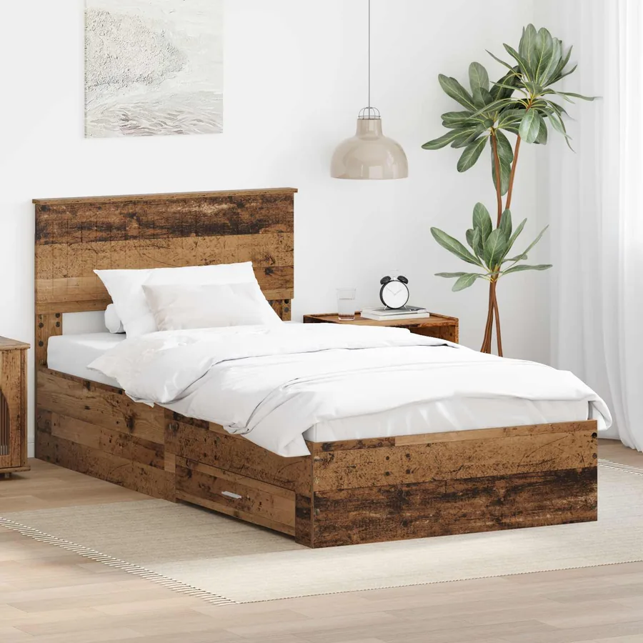 Cadre de lit Bois ancien 100 x 200 cm Bois d'ingénierie