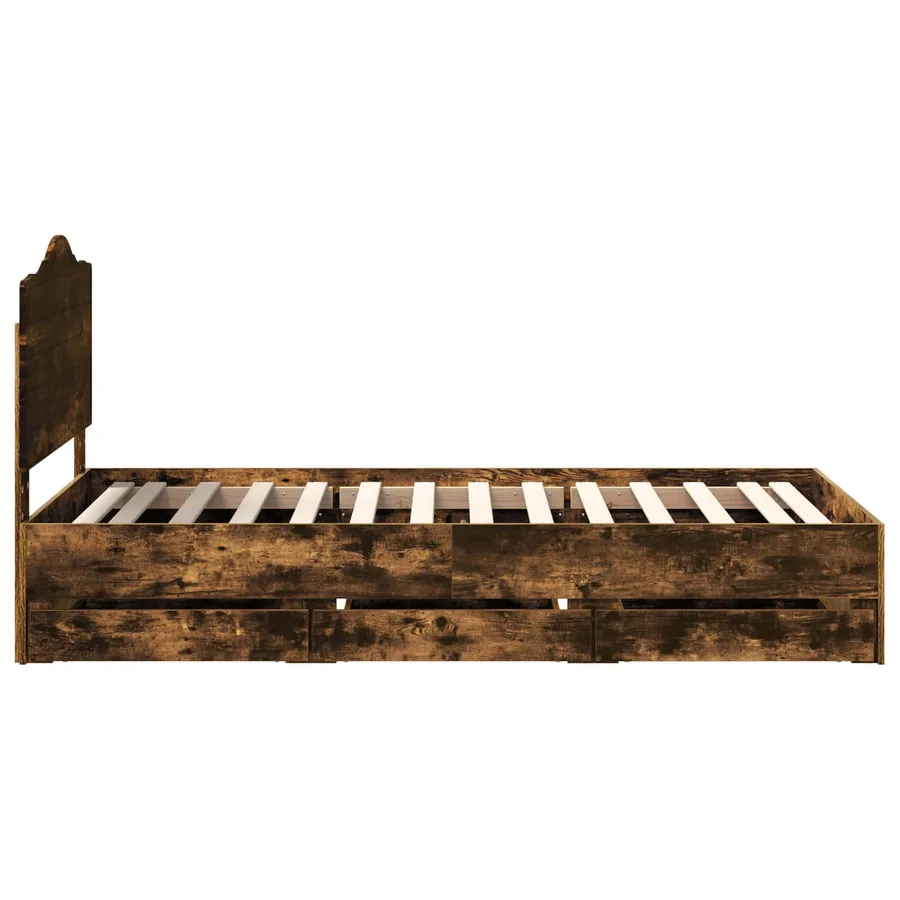 Cadre de lit avec tiroir Chêne Fumé 90 x 200 cm Bois Ingénierie - 9