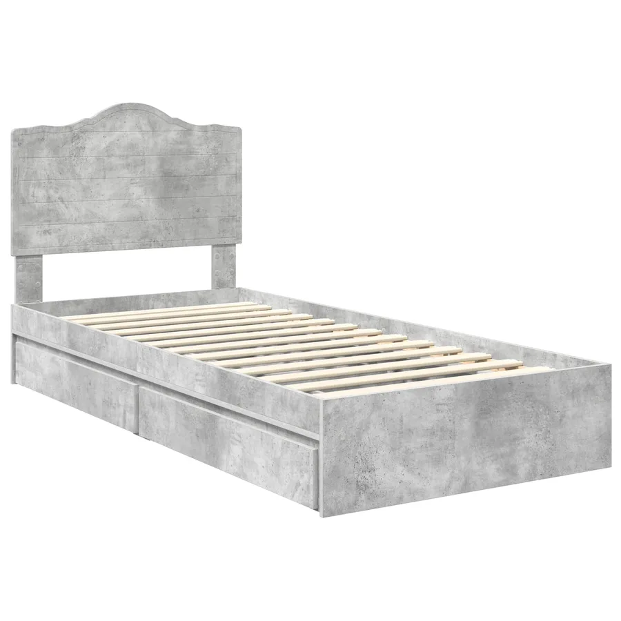 Lit de Rangement Gris béton 90 x 190 cm Bois d'ingénierie - 4